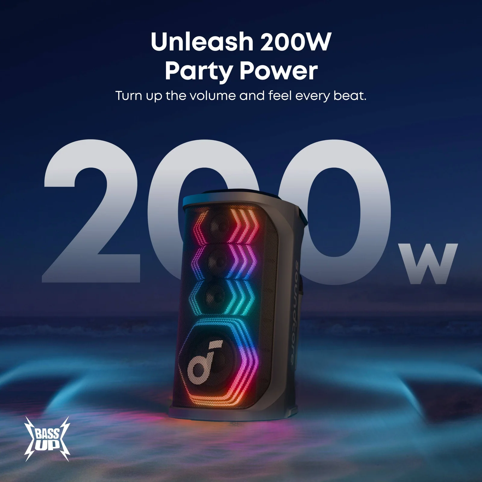 Portable party speaker with colorful lights
